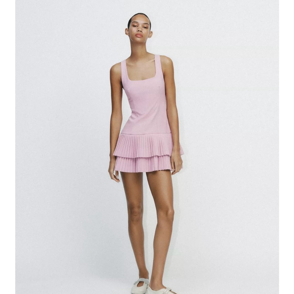 Zara Boxpleat Jumpsuit Dress Pink Size Small